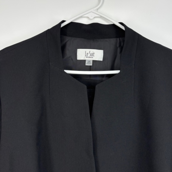 Le Suit Womens 24W Single Button Blazer Slim Fit Pants Suit Black Office Career - Picture 4 of 16